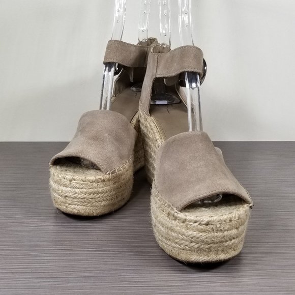 Marc Fisher Alida Braided Espadrille Wedge Sandals Tan Suede, Womens Size 7.5 M - Picture 4 of 13
